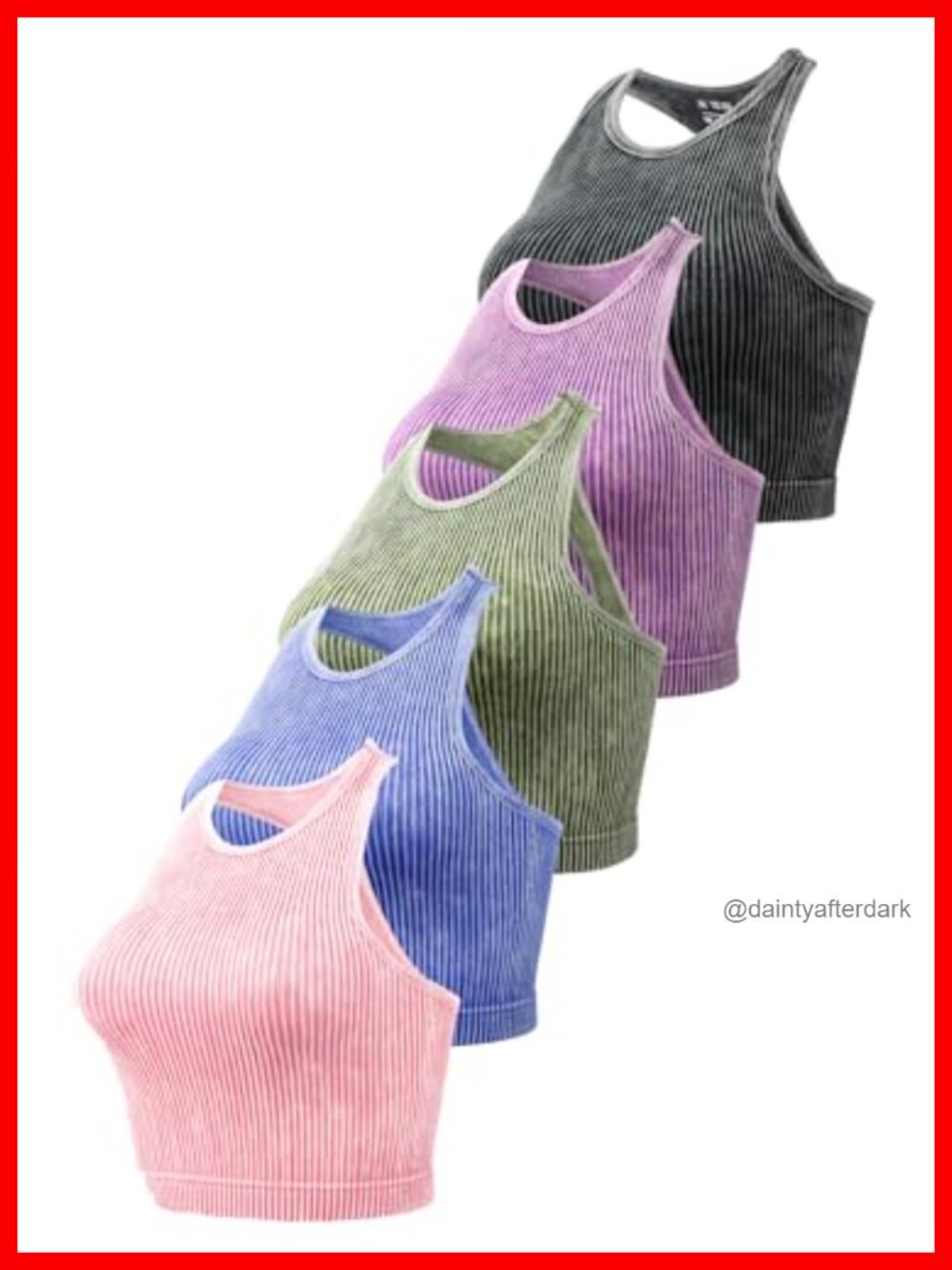 Seamless Ribbed Racerback Tank Top, Scoop Neck Crop Athletic Yoga Top